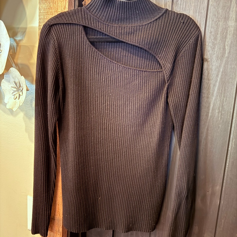 Catherine Malandrino Black Ribbed Turtleneck Sweater